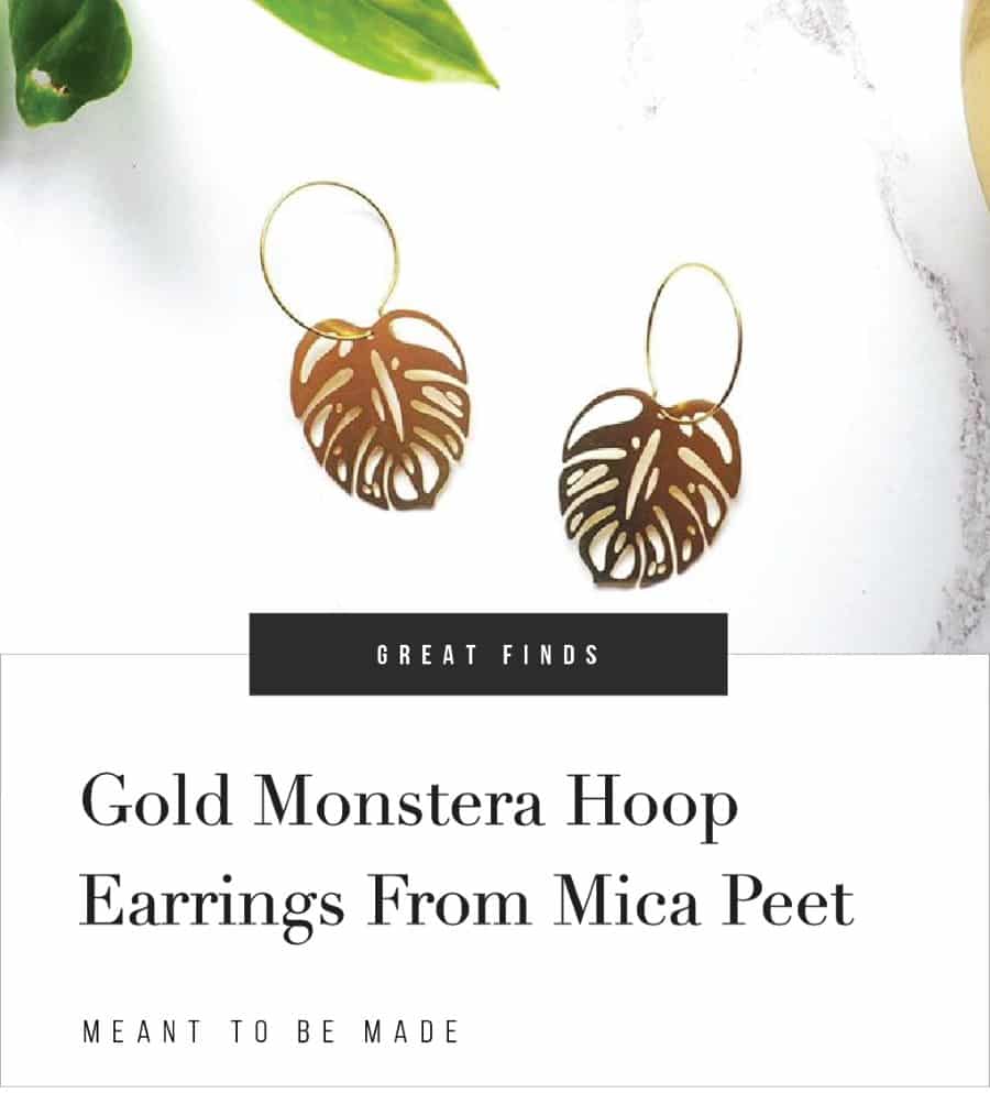 Gold Monstera Hoop Earrings From Mica Peet