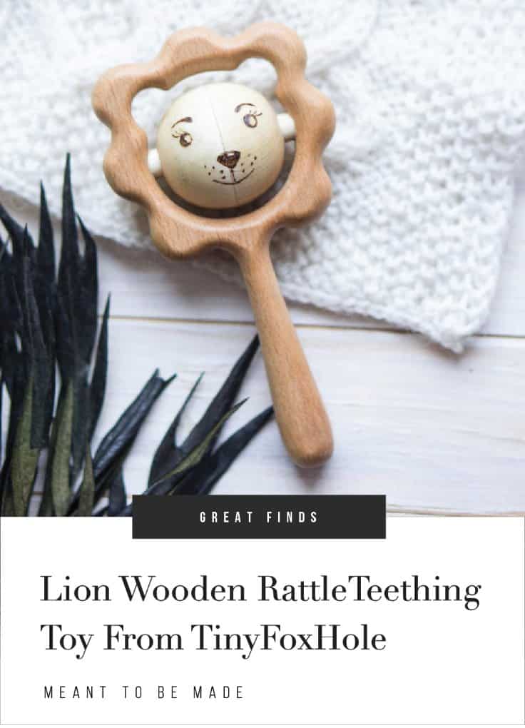 Lion Wooden Rattle Teething Toy From TinyFoxHole