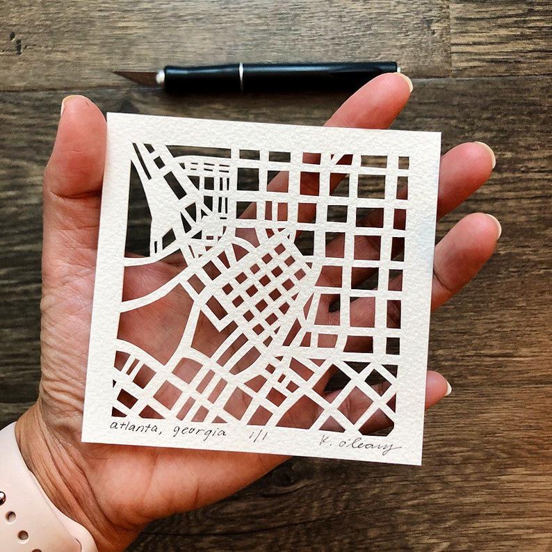 Original Custom Miniature Hand Cut Maps